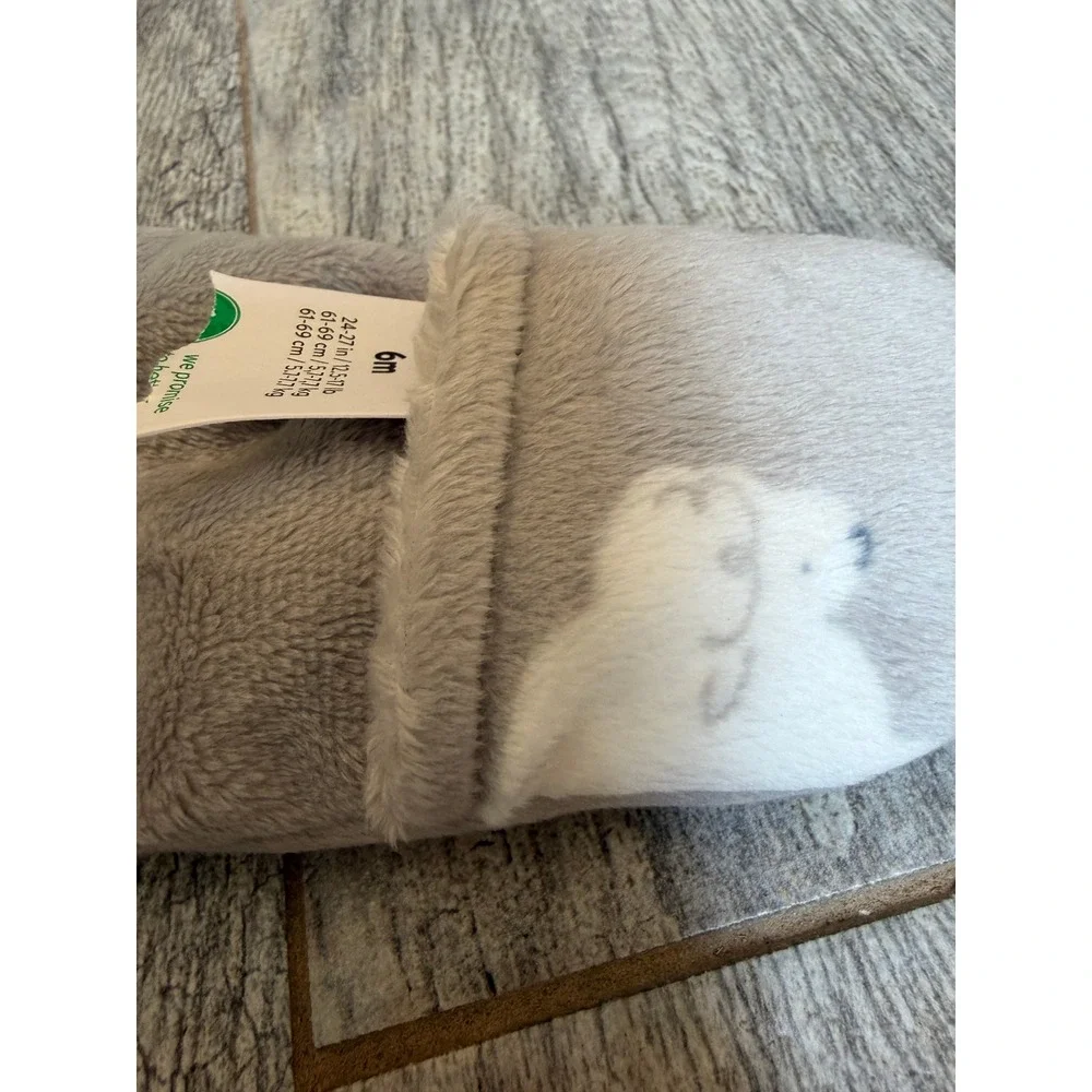Carters Pram Suit Snowsuit 6 Months 6M Grey Sheep Fleece Hooded Footed NWT Baby